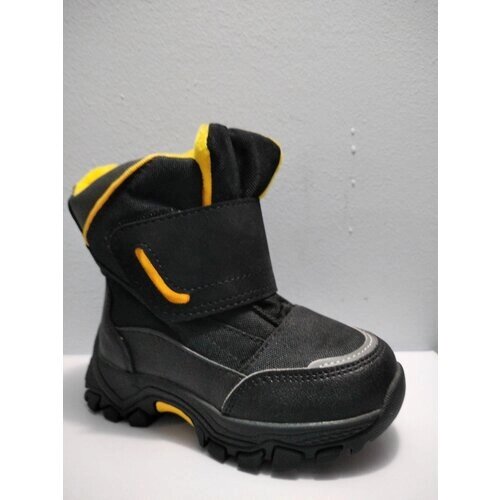 Ботинки демисезон/зима, на липучках, размер 27, черный, желтый
