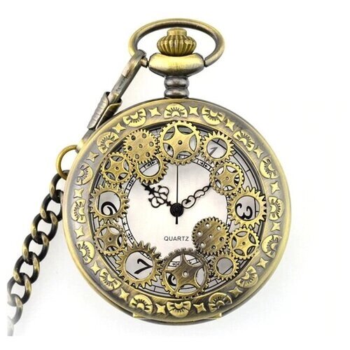 Часы-кулон Регарт, кварцевые, бижутерный сплав, на цепочке, золотой