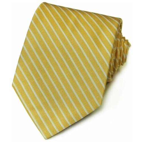 Галстук CELINE, натуральный шелк, широкий, в полоску, для мужчин, желтый