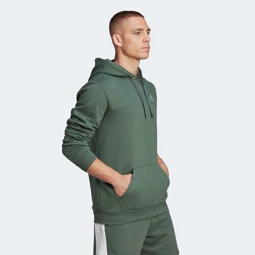 Худи adidas, силуэт прямой, капюшон, размер L, зеленый