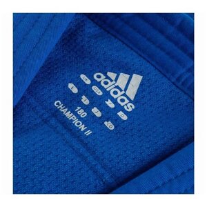 Кимоно для дзюдо adidas без пояса, сертификат IJF, размер 155, синий