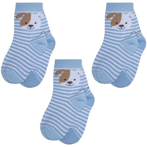Комплект из 3 пар детских носков RuSocks (Орудьевский трикотаж) рис. 01, голубые, размер 9-10