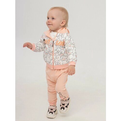 Комплект одежды Baby Hi для девочек, брюки и лонгслив и толстовка, повседневный стиль, без карманов, капюшон, размер 74, розовый