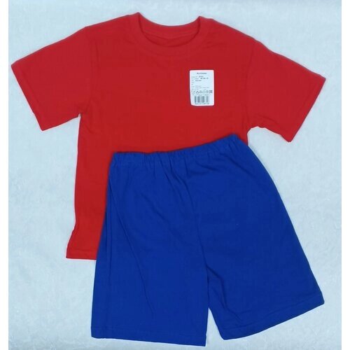 Комплект одежды , футболка и шорты, повседневный стиль, размер 60, синий, красный