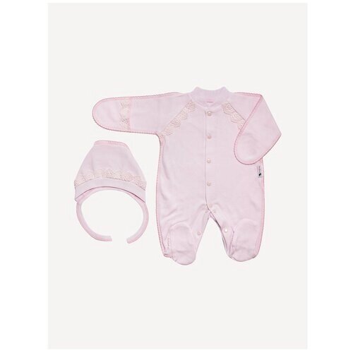 Комплект одежды Клякса детский, комбинезон и чепчик, размер 20-62, розовый
