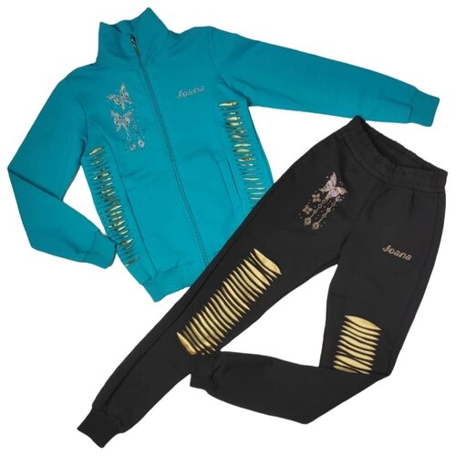 Комплект одежды , олимпийка и брюки, спортивный стиль, размер 152, бирюзовый