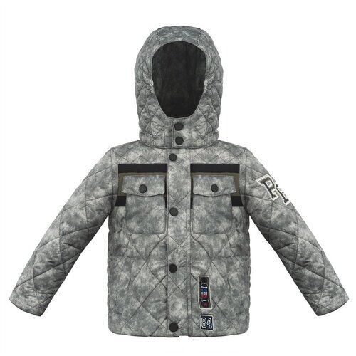 Куртка Poivre Blanc для мальчиков, капюшон, съемный капюшон, карманы, утепленная, водонепроницаемая, размер 3(98), серый
