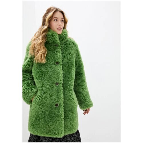 Куртка silverfox, искусственный мех, средней длины, оверсайз, карманы, размер 52, зеленый