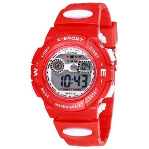 Наручные часы Lasika Электронные спортивные наручные часы Lasika с секундомером, подсветкой, защитой от влаги и ударов, красный