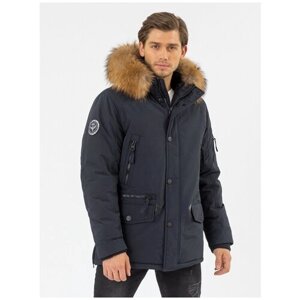 NortFolk Куртка-аляска мужская зима/Куртка Парка мужская зимняя темно-синяя размер 46