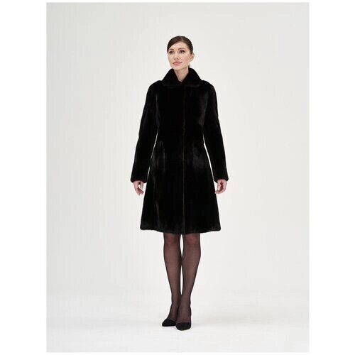 Пальто Anna Mancini, норка, силуэт прилегающий, размер 44, черный