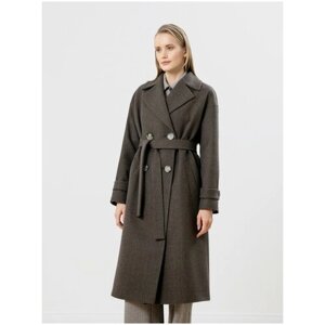Пальто-кокон Pompa демисезонное, демисезон/зима, шерсть, силуэт прямой, средней длины, размер 50/170, коричневый