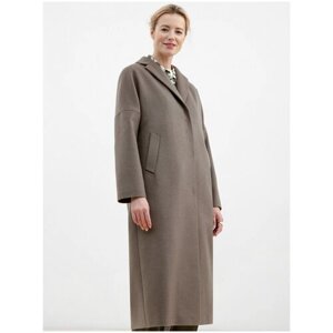Пальто-кокон Pompa демисезонное, шерсть, силуэт прямой, удлиненное, размер 42/170, коричневый