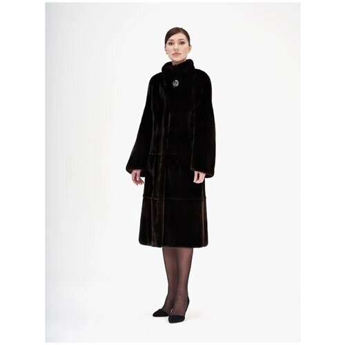 Пальто LANGIOTTI, норка, силуэт прилегающий, размер 44, черный