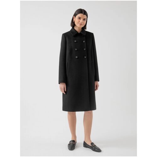 Пальто Pompa демисезонное, шерсть, силуэт прямой, средней длины, размер 44/170, черный