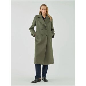 Пальто Pompa демисезонное, шерсть, силуэт прямой, удлиненное, размер 44/170, зеленый