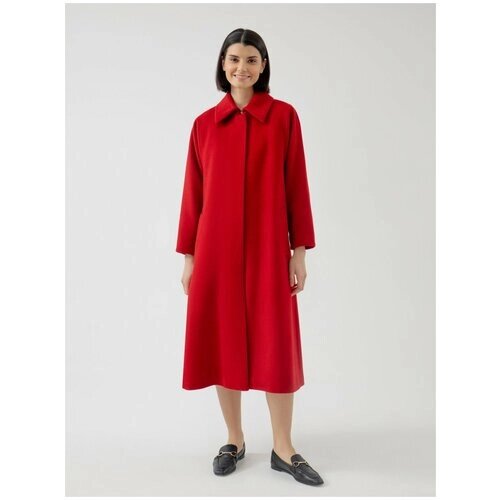 Пальто Pompa демисезонное, шерсть, силуэт трапеция, удлиненное, размер 50, красный