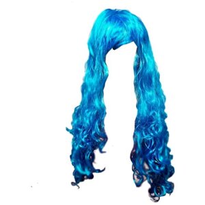 Парик карнавальный искусственный волос волнистый длинный 65 см цвет голубой