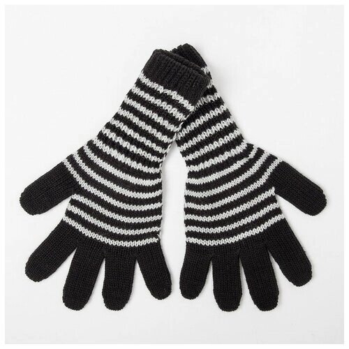 Перчатки для девочки удлиненные снежань, черный, размер 14, 100% акрил