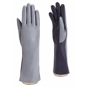 Перчатки ELEGANZZA зимние, натуральная кожа, подкладка, сенсорные, размер 6.5, серый, синий