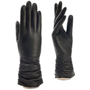 Перчатки ELEGANZZA зимние, натуральная кожа, подкладка, сенсорные, размер 6.5(XS), черный