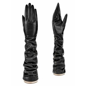 Перчатки ELEGANZZA зимние, натуральная кожа, сенсорные, подкладка, размер 7.5, черный