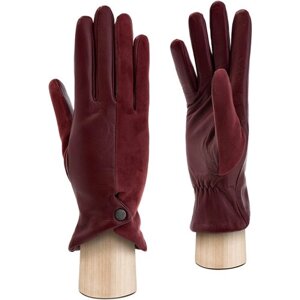Перчатки LABBRA зимние, натуральная кожа, подкладка, размер 7.5, бордовый