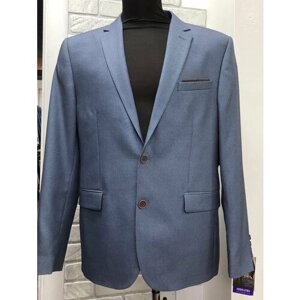 Пиджак ABSOLUTEX, силуэт полуприлегающий, однобортный, размер 182-104, серый, голубой
