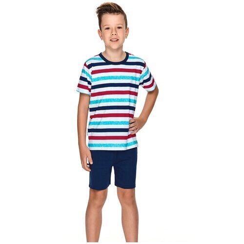 Пижама детская для мальчиков TARO Luka 2744-2745-02, футболка и шорты, темно-синий (Размер: 104)