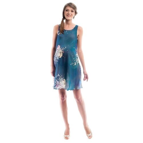 Платье NEWFORM, повседневный стиль, силуэт трапеция, без рукава, макси, размер 48, голубой