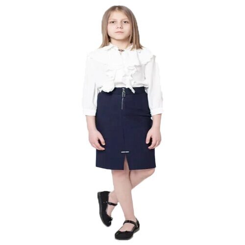 Школьная юбка-баллон Deloras, с поясом на резинке, мини, размер 152, синий