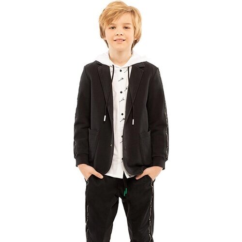 Школьный пиджак , карманы, размер 158, черный