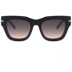 Солнцезащитные очки BOSS, прямоугольные, оправа: пластик, градиентные, с защитой от УФ, для женщин, черный