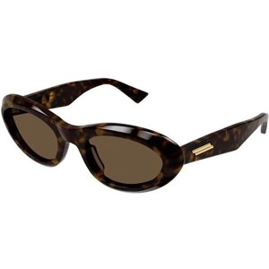 Солнцезащитные очки Bottega Veneta, овальные, оправа: пластик, для женщин, коричневый