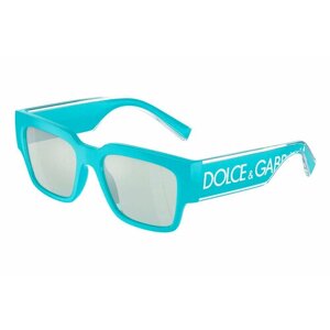 Солнцезащитные очки DOLCE & GABBANA, прямоугольные, оправа: пластик, зеркальные, для женщин, голубой