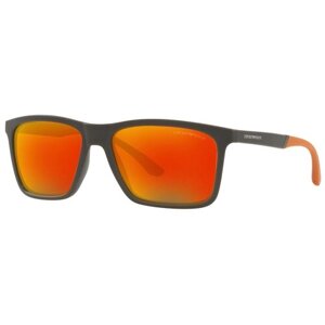 Солнцезащитные очки EMPORIO ARMANI, прямоугольные, оправа: пластик, спортивные, зеркальные, для мужчин, черный
