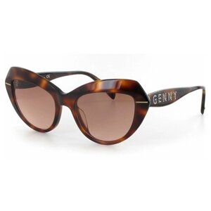 Солнцезащитные очки Genny , кошачий глаз, зеркальные, с защитой от УФ, для женщин, коричневый