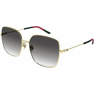 Солнцезащитные очки GUCCI, квадратные, оправа: металл, градиентные, для женщин, золотой