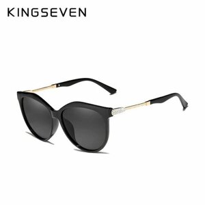 Солнцезащитные очки KINGSEVEN, кошачий глаз, складные, поляризационные, с защитой от УФ, для женщин, черный
