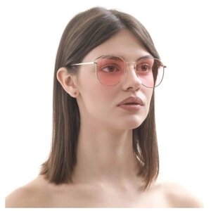 Солнцезащитные очки , круглые, поляризационные, градиентные, для женщин, розовый