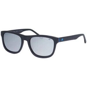 Солнцезащитные очки New Balance, квадратные, оправа: пластик, зеркальные, для мужчин, черный