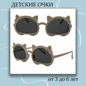 Солнцезащитные очки , оправа: пластик, для девочек, коричневый
