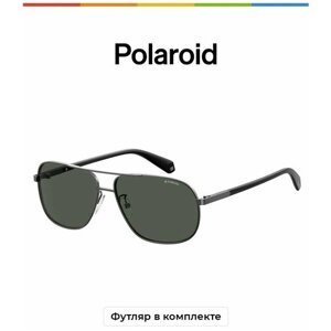 Солнцезащитные очки Polaroid, оправа: металл, поляризационные, для мужчин, серебряный