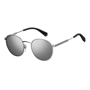 Солнцезащитные очки Polaroid, овальные, оправа: металл, поляризационные, зеркальные, с защитой от УФ, серебряный