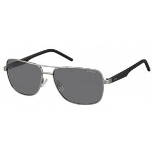 Солнцезащитные очки Polaroid, прямоугольные, оправа: металл, поляризационные, для мужчин, черный
