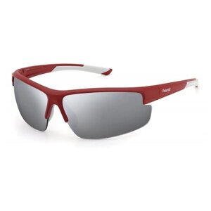 Солнцезащитные очки Polaroid, прямоугольные, поляризационные, зеркальные, для мужчин, красный
