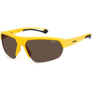 Солнцезащитные очки Polaroid, прямоугольные, спортивные, поляризационные, желтый