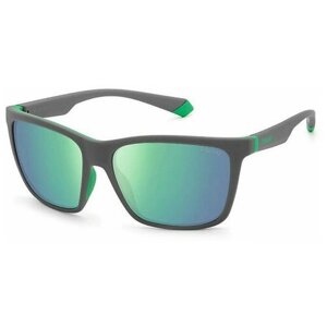 Солнцезащитные очки Polaroid, прямоугольные, спортивные, зеркальные, поляризационные, с защитой от УФ, для мужчин, серый