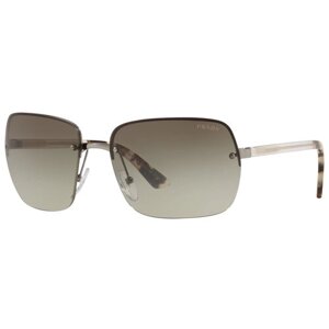 Солнцезащитные очки Prada, прямоугольные, оправа: металл, серебряный