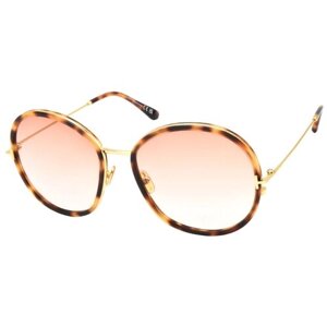 Солнцезащитные очки Tom Ford, круглые, оправа: пластик, с защитой от УФ, градиентные, для женщин, черепаховый